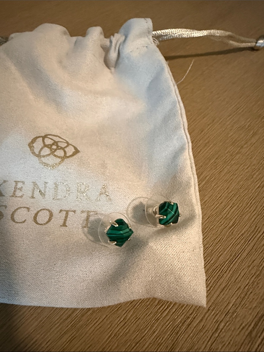Kendra Scott Emerald Green Faceted Stud Earrings